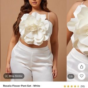 Rosalia flower pant set- white